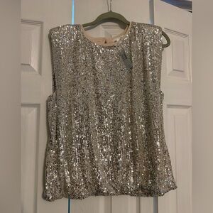 Sleeveless Silver Sequin Women's Top